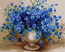 Laden Sie das Bild in den Galerie-Viewer, Malen nach Zahlen für Erwachsene | Blaue leuchtende Blüten | Figured'Art