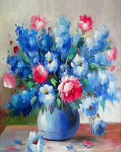 Laden Sie das Bild in den Galerie-Viewer, Malen nach Zahlen für Erwachsene | Blaue und rote Blumen | Figured'Art