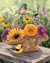 Laden Sie das Bild in den Galerie-Viewer, Malen nach Zahlen für Erwachsene | Blumen im Korb und Vögeln | Figured'Art