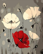 Laden Sie das Bild in den Galerie-Viewer, Malen nach Zahlen für Erwachsene | Rote und weiße Blumen | Figured'Art