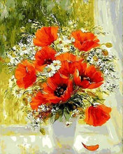 Laden Sie das Bild in den Galerie-Viewer, Malen nach Zahlen für Erwachsene | Rote Blumen und Gänseblümchen | Figured'Art