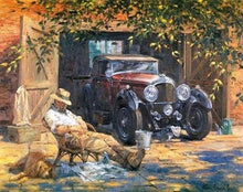 Laden Sie das Bild in den Galerie-Viewer, Malen nach Zahlen für Erwachsene | Schlafender Mann in der Nähe seines Wagens | Figured'Art