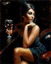 Laden Sie das Bild in den Galerie-Viewer, Malen nach Zahlen für Erwachsene | Junge Frau am Aperitif | Figured'Art