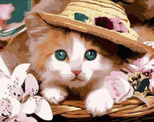 Laden Sie das Bild in den Galerie-Viewer, Malen nach Zahlen für Erwachsene | Katze mit Hut | Figured'Art
