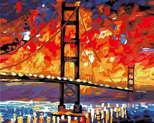 Laden Sie das Bild in den Galerie-Viewer, Malen nach Zahlen für Erwachsene | Die San Francisco Brücke in der Nacht | Figured'Art
