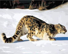 Laden Sie das Bild in den Galerie-Viewer, Malen nach Zahlen für Erwachsene | Leopard im Schnee | Figured'Art