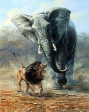 Laden Sie das Bild in den Galerie-Viewer, Malen nach Zahlen für Erwachsene | Löwe und Elefant | Figured'Art