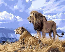 Laden Sie das Bild in den Galerie-Viewer, Malen nach Zahlen für Erwachsene | Löwe und Löwin in Afrika | Figured'Art
