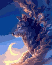 Laden Sie das Bild in den Galerie-Viewer, Malen nach Zahlen für Erwachsene | Wolf und Mond | Figured'Art