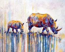 Laden Sie das Bild in den Galerie-Viewer, Malen nach Zahlen für Erwachsene | Mutter und Baby-Nashorn | Figured'Art