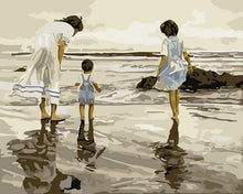 Laden Sie das Bild in den Galerie-Viewer, Malen nach Zahlen Erwachsene Mutter und Kind am Strand Figured'Art