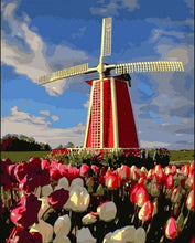 Laden Sie das Bild in den Galerie-Viewer, Malen nach Zahlen für Erwachsene | Windmühle und Blumen | Figured'Art