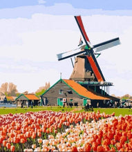 Laden Sie das Bild in den Galerie-Viewer, Malen nach Zahlen für Erwachsene | Windmühle und Tulpen | Figured'Art
