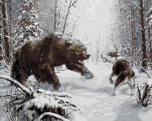 Laden Sie das Bild in den Galerie-Viewer, Malen nach Zahlen für Erwachsene | Bär und Hund im Schnee | Figured'Art