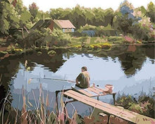 Laden Sie das Bild in den Galerie-Viewer, Malen nach Zahlen für Erwachsene | Fischer auf dem Fluss | Figured'Art