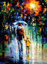 Laden Sie das Bild in den Galerie-Viewer, Malen nach Zahlen für Erwachsene | Vater und Sohn im Regen | Figured'Art