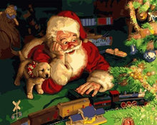 Laden Sie das Bild in den Galerie-Viewer, Malen nach Zahlen für Erwachsene | Weihnachtsmann und Welpen | Figured'Art