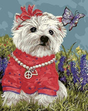 Laden Sie das Bild in den Galerie-Viewer, Malen nach Zahlen für Erwachsene | Kleiner Hund und Schmetterling | Figured'Art