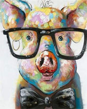 Laden Sie das Bild in den Galerie-Viewer, Malen nach Zahlen für Erwachsene | Schweinchen mit Brille | Figured'Art