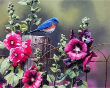 Laden Sie das Bild in den Galerie-Viewer, Malen nach Zahlen für Erwachsene | Kleiner Vogel und rosarote Blumen | Figured'Art