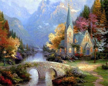 Laden Sie das Bild in den Galerie-Viewer, Malen nach Zahlen für Erwachsene | Kleine Kirche in der Nähe des Flusses | Figured'Art