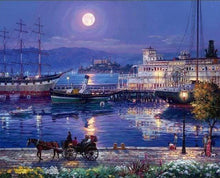 Laden Sie das Bild in den Galerie-Viewer, Malen nach Zahlen für Erwachsene | Hafen und Vollmond | Figured'Art