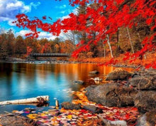 Laden Sie das Bild in den Galerie-Viewer, Malen nach Zahlen für Erwachsene | Fluss und Wald im Herbst | Figured'Art