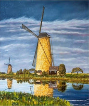 Laden Sie das Bild in den Galerie-Viewer, Malen nach Zahlen für Erwachsene | Fluss und Windmühlen | Figured'Art
