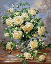 Laden Sie das Bild in den Galerie-Viewer, Malen nach Zahlen – Weiße Rosen 2