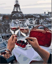 Laden Sie das Bild in den Galerie-Viewer, Malen nach Zahlen für Erwachsene | Prost mit Blick auf den Eiffelturm | Figured'Art