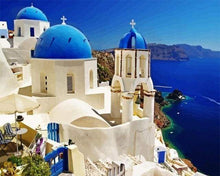 Laden Sie das Bild in den Galerie-Viewer, Malen nach Zahlen für Erwachsene | Santorini blau und weiß | Figured'Art