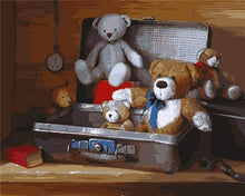 Laden Sie das Bild in den Galerie-Viewer, Malen nach Zahlen für Erwachsene | Koffer und Teddybär | Figured'Art