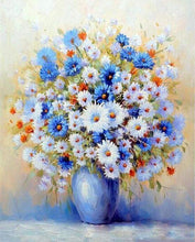 Laden Sie das Bild in den Galerie-Viewer, Malen nach Zahlen für Erwachsene | Bläuliche Vase und Blumen | Figured'Art