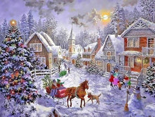 Laden Sie das Bild in den Galerie-Viewer, Malen nach Zahlen für Erwachsene | Dorf mit Weihnachtsdekoration | Figured'Art
