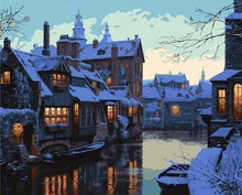 Laden Sie das Bild in den Galerie-Viewer, Malen nach Zahlen für Erwachsene | Stadt der Nacht im Schnee | Figured'Art