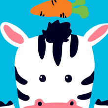 Laden Sie das Bild in den Galerie-Viewer, Malen nach Zahlen für Kinder | Zebra mit Karotte | Figured'Art