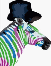 Laden Sie das Bild in den Galerie-Viewer, Malen nach Zahlen für Erwachsene | Buntes Zebra mit Hut | Figured'Art